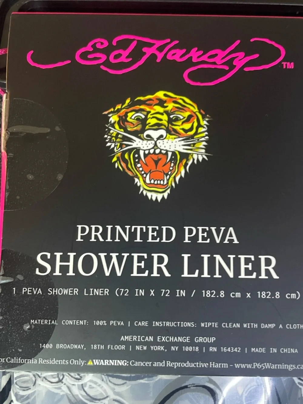 Ed Hardy LUCKY ACES Clear Shower Curtain Liner Cards 8-Ball Dice PEVA 72x72 NWT